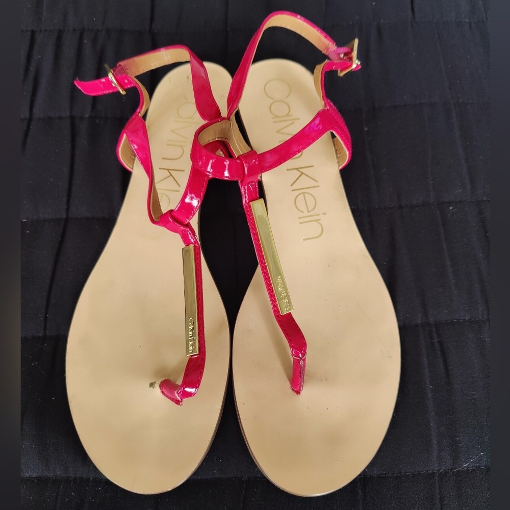 Calvin Klein Fuchsia Sandals with Gold Detail